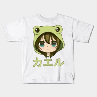 Kawaii Frog Girl Anime Kids T-Shirt